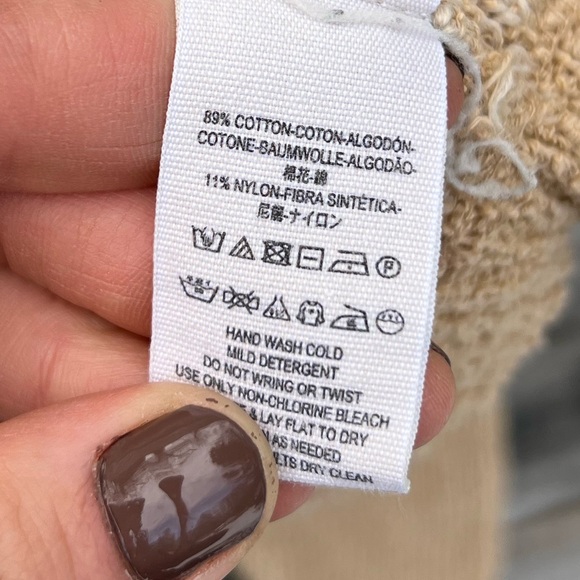 Free People Cropped Cotton V-Neck Sweater Tan Size Medium - Picture 4 of 4